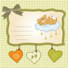 baby shower card with sleepy teddy bear N16
