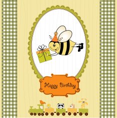 birthday card with bee N10