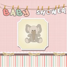 romantic baby girl announcement card N21