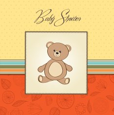 baby shower card with teddy N15