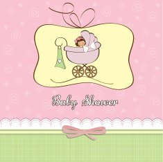 Baby girl announcement card N50