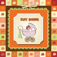 Baby girl announcement card N53