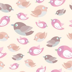 Different birds seamless pattern in light beige