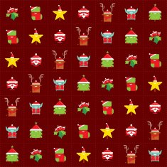 Christmas happy background pattern wrapping paper with cartoon cute characters