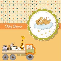 funny cartoon baby shower card N13