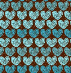 Seamless blue pattern with doodle hearts