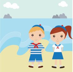 Sailor boy and girl