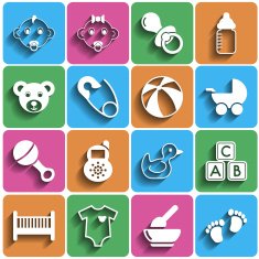 Flat Baby Icons with Shadow