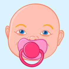 Baby sucking a pacifier