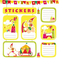 Set of children's stickers and labels Place for text