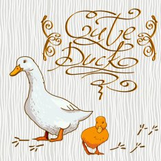 Cute cartoon background with a duck N2