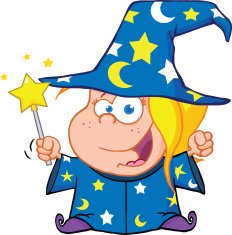 Wizard Girl Waving With Magic Wand