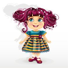 little girl with pink hair-EPS10
