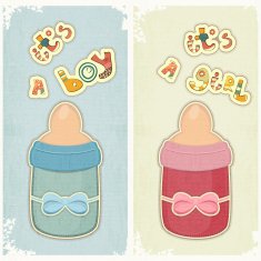 Set of Birthday Card for Boy and Girl