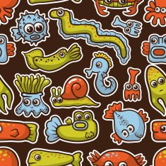 seamless pattern with cute sea monsters