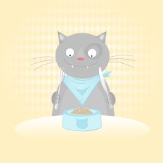 Delicious breakfast for kitten