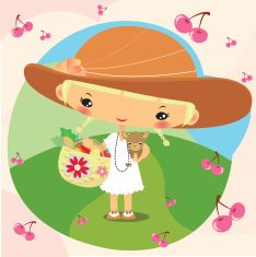 cute girl shopping with her pet dog