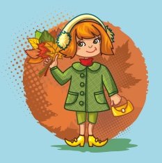 cute girl with a bouquet of autumn leaves