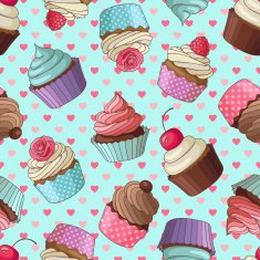 Cupcake pattern blue N2