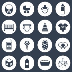 Set of simple baby care icons