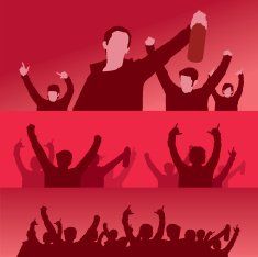 fans in a crowd RED