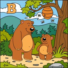 Letter B bears colorful alphabet