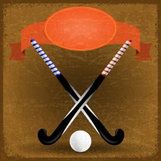 Old paper background with sticks for field hockey
