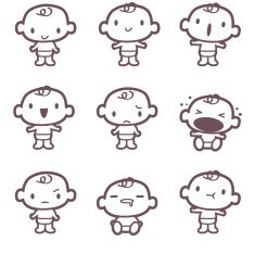 Icon Emoticons - Cute Baby ( mad crying smiling drool )
