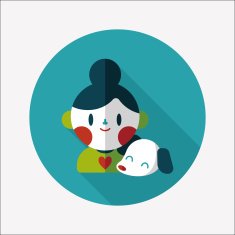 Pet dog and girl friendship flat icon eps10 N12