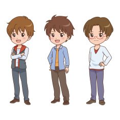 Manga Styled Boy with Multiple Poses N5