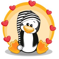 Penguin with hearts N3
