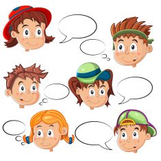 Children's Faces with Speech Bubbles Vector