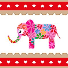 Cartoon vector pink elephant