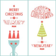 Christmas greeting card for design food cafe with tree