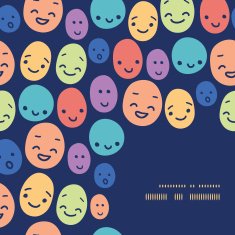 Vector funny faces frame corner pattern background