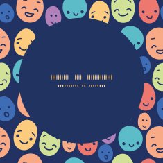 Vector funny faces frame seamless pattern background N2
