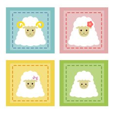 Set of sheep family icons