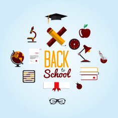 Back To School Background With Flat Icon Set