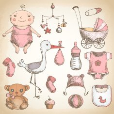 Baby shower Hand drawn sketches N3