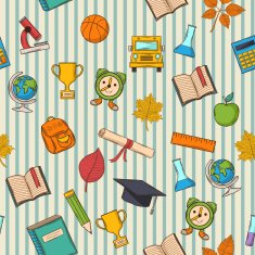 School pattern on striped bacground