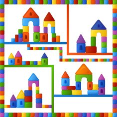Childish seamless pattern with colorful building kit N8