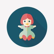 girl doll toy flat icon with long shadow eps 10 N61