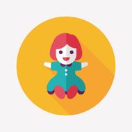 girl doll toy flat icon with long shadow eps 10 N62