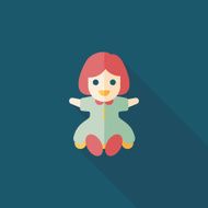 girl doll toy flat icon with long shadow eps 10 N63