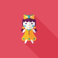 girl doll toy flat icon with long shadow eps 10 N67