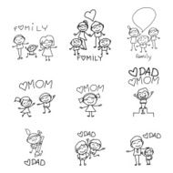 hand drawing cartoon happy family N5