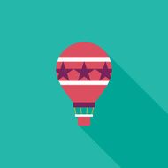 Hot Air Balloon flat icon with long shadow N21