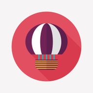 Hot Air Balloon flat icon with long shadow N22