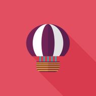 Hot Air Balloon flat icon with long shadow N24