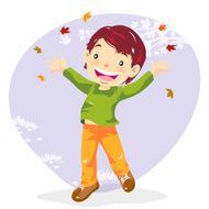 Little Boy Enjoying Autumn N2